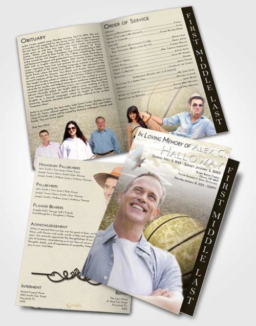 2 Page Graduated Step Fold Funeral Program Template Brochure Harmony Basketball Love