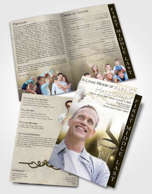 2 Page Graduated Step Fold Funeral Program Template Brochure Harmony Basketball Pride