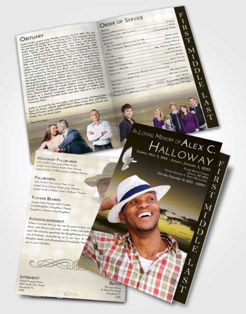 2 Page Graduated Step Fold Funeral Program Template Brochure Harmony Beautiful Sunset