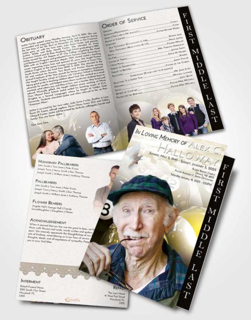 2 Page Graduated Step Fold Funeral Program Template Brochure Harmony Billiards Tournament