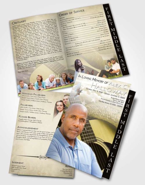 2 Page Graduated Step Fold Funeral Program Template Brochure Harmony Cowboy Heaven