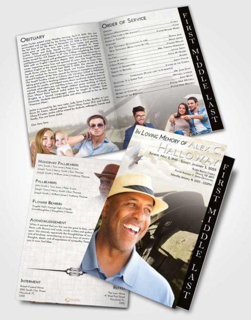 2 Page Graduated Step Fold Funeral Program Template Brochure Harmony Cowboy Honor