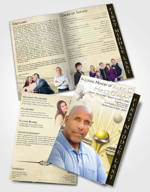 2 Page Graduated Step Fold Funeral Program Template Brochure Harmony Cricket Honor
