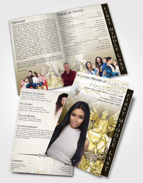 2 Page Graduated Step Fold Funeral Program Template Brochure Harmony Durga Divinity