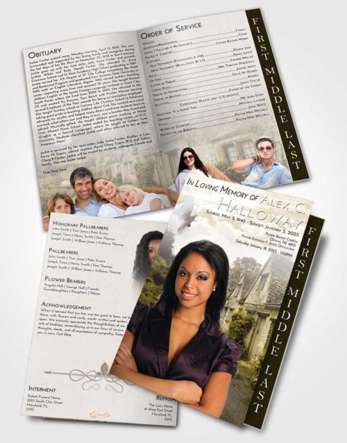 2 Page Graduated Step Fold Funeral Program Template Brochure Harmony European Home