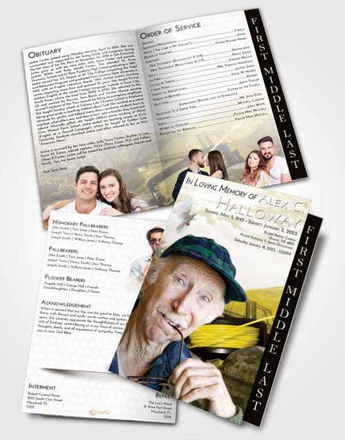 2 Page Graduated Step Fold Funeral Program Template Brochure Harmony Fishing Dreams