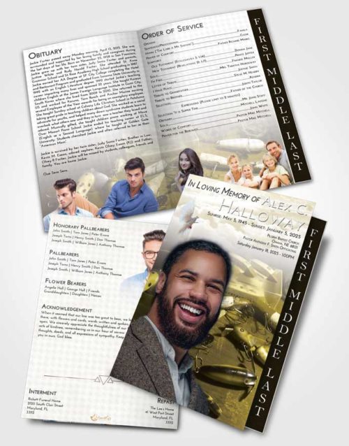 2 Page Graduated Step Fold Funeral Program Template Brochure Harmony Fishing Honor
