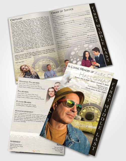 2 Page Graduated Step Fold Funeral Program Template Brochure Harmony Fishing Paradise