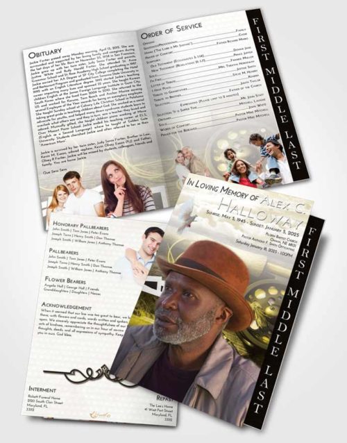 2 Page Graduated Step Fold Funeral Program Template Brochure Harmony Fishing Pride