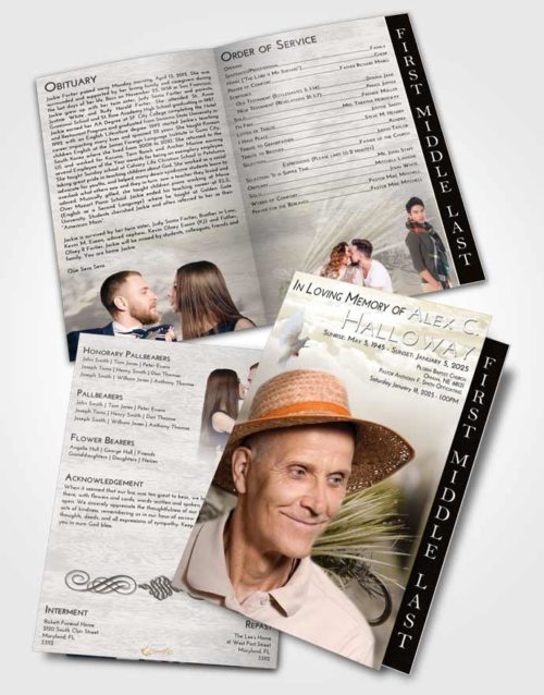 2 Page Graduated Step Fold Funeral Program Template Brochure Harmony Fishing Serenity