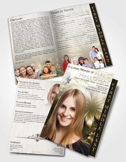 2 Page Graduated Step Fold Funeral Program Template Brochure Harmony Floral Lust
