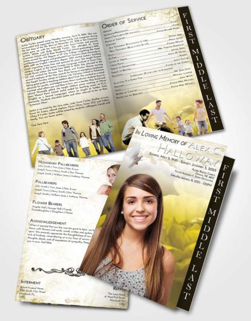 2 Page Graduated Step Fold Funeral Program Template Brochure Harmony Floral Paradise