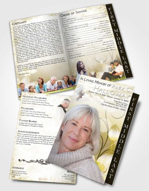 2 Page Graduated Step Fold Funeral Program Template Brochure Harmony Floral Peace