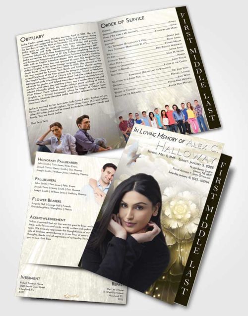 2 Page Graduated Step Fold Funeral Program Template Brochure Harmony Floral Secret