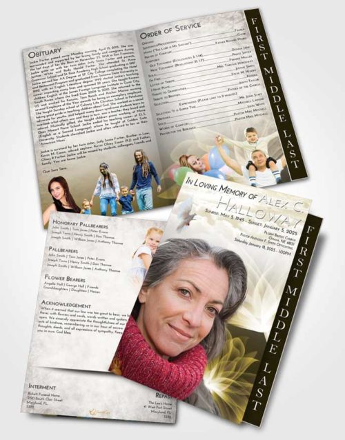 2 Page Graduated Step Fold Funeral Program Template Brochure Harmony Flower Peace