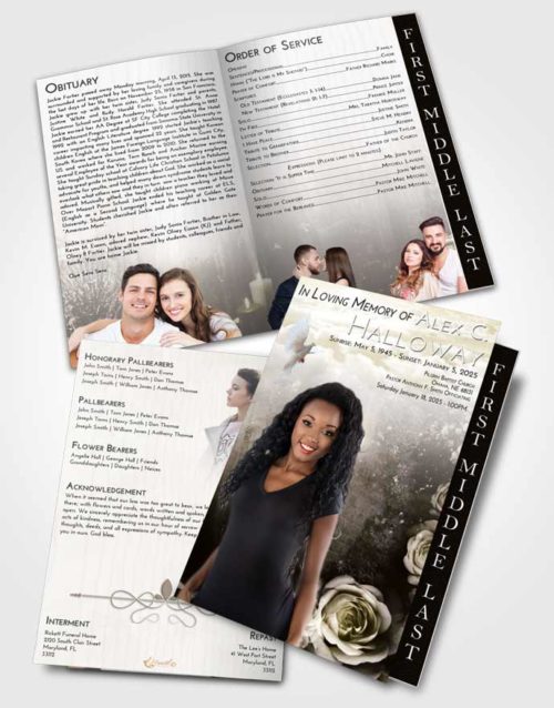 2 Page Graduated Step Fold Funeral Program Template Brochure Harmony Flowering Garden