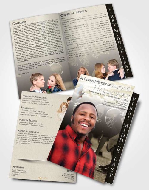 2 Page Graduated Step Fold Funeral Program Template Brochure Harmony Football Day