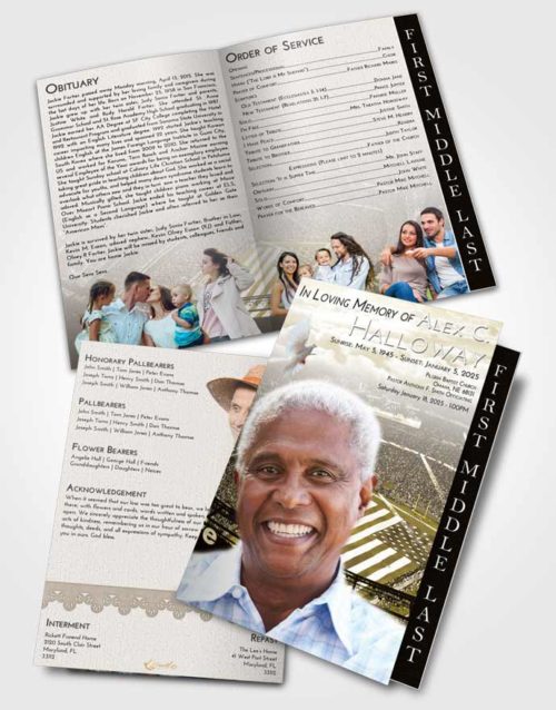 2 Page Graduated Step Fold Funeral Program Template Brochure Harmony Football Stadium
