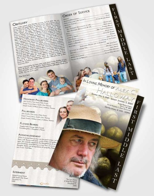 2 Page Graduated Step Fold Funeral Program Template Brochure Harmony Foul Ball