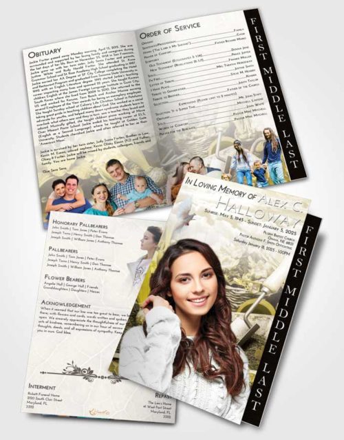 2 Page Graduated Step Fold Funeral Program Template Brochure Harmony Gardening Memories