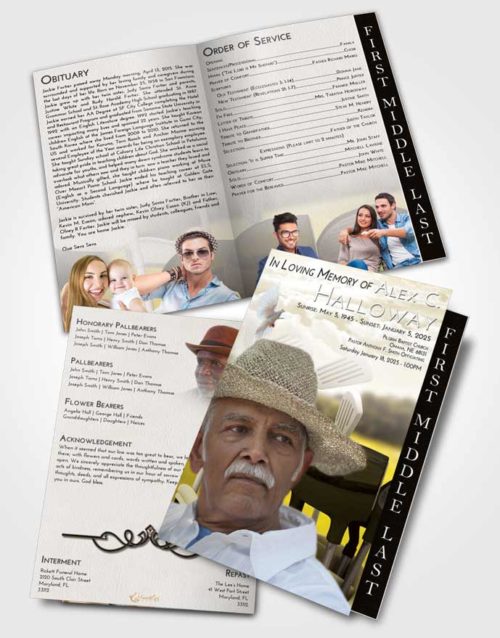 2 Page Graduated Step Fold Funeral Program Template Brochure Harmony Golf Fairway