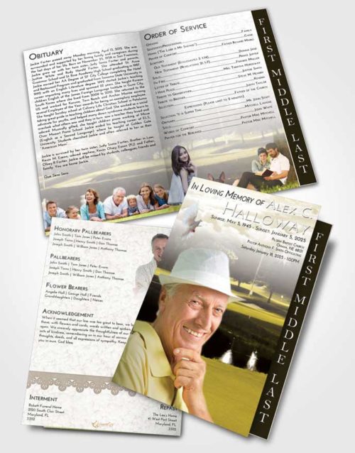 2 Page Graduated Step Fold Funeral Program Template Brochure Harmony Golf Paradise