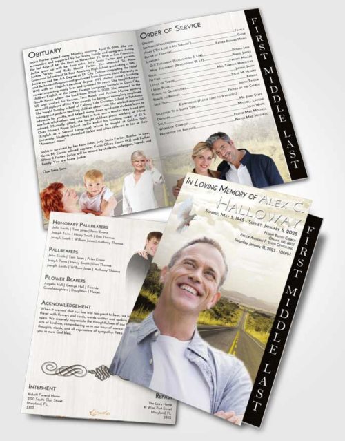 2 Page Graduated Step Fold Funeral Program Template Brochure Harmony Highway Cruise