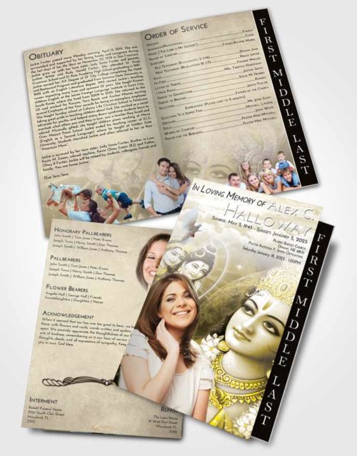 2 Page Graduated Step Fold Funeral Program Template Brochure Harmony Hindu Majesty