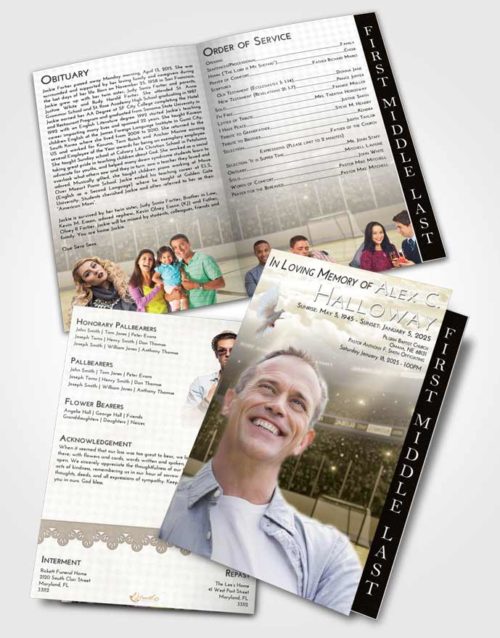 2 Page Graduated Step Fold Funeral Program Template Brochure Harmony Hockey Love