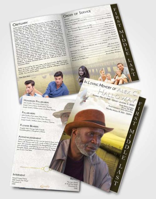 2 Page Graduated Step Fold Funeral Program Template Brochure Harmony Lake Drive