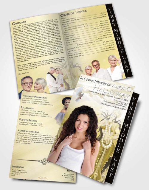 2 Page Graduated Step Fold Funeral Program Template Brochure Harmony Lakshmi Divinity