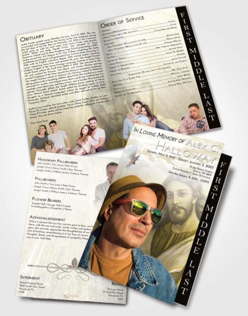 2 Page Graduated Step Fold Funeral Program Template Brochure Harmony Life of Jesus