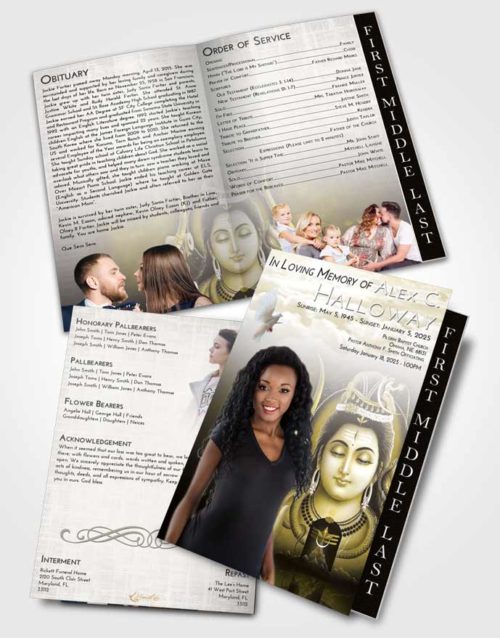 2 Page Graduated Step Fold Funeral Program Template Brochure Harmony Lord Shiva Dignity
