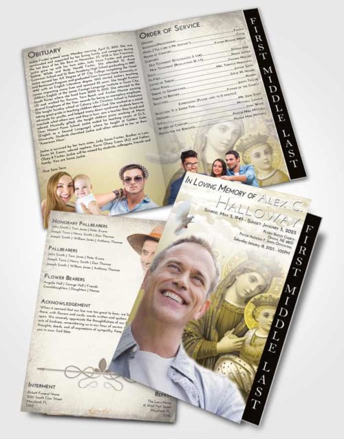 2 Page Graduated Step Fold Funeral Program Template Brochure Harmony Marys Love