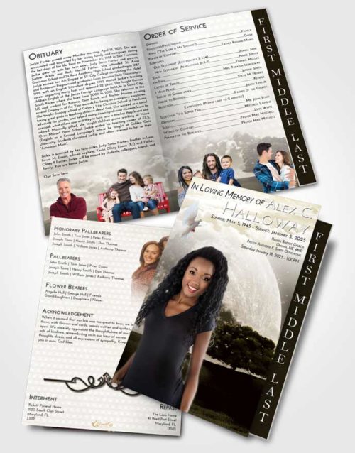 2 Page Graduated Step Fold Funeral Program Template Brochure Harmony Moon Gaze