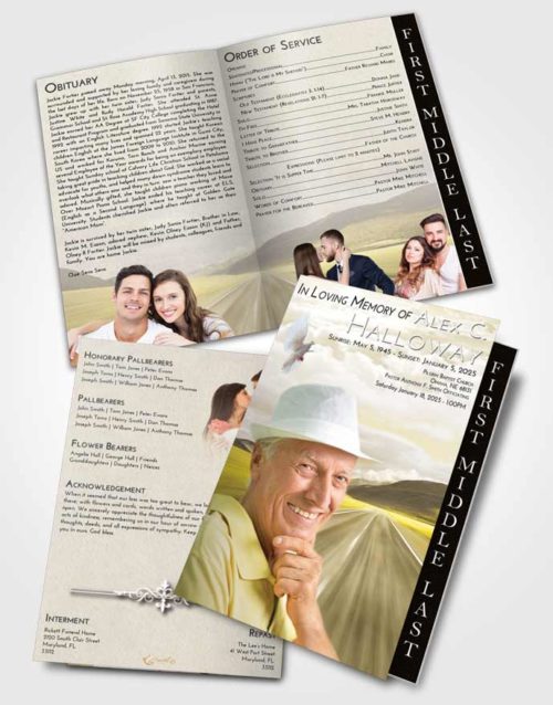 2 Page Graduated Step Fold Funeral Program Template Brochure Harmony Morning Highway