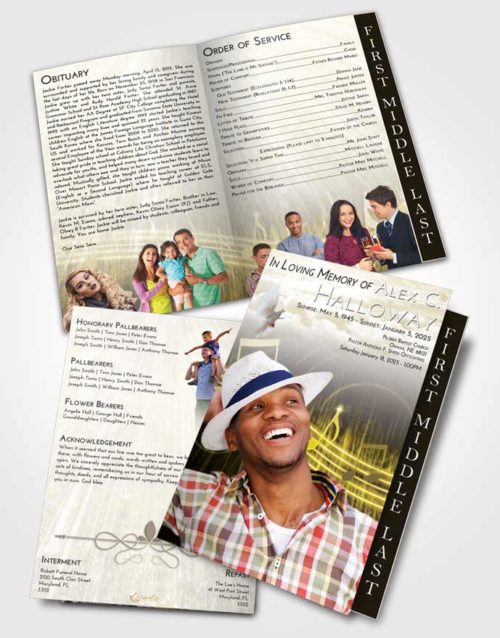 2 Page Graduated Step Fold Funeral Program Template Brochure Harmony Music Peace