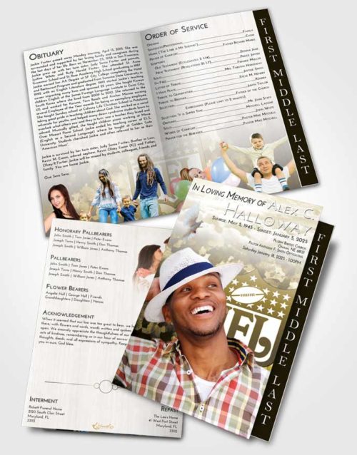 2 Page Graduated Step Fold Funeral Program Template Brochure Harmony NFL Star