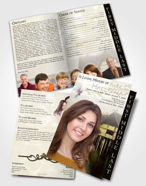 2 Page Graduated Step Fold Funeral Program Template Brochure Harmony Ocean Living
