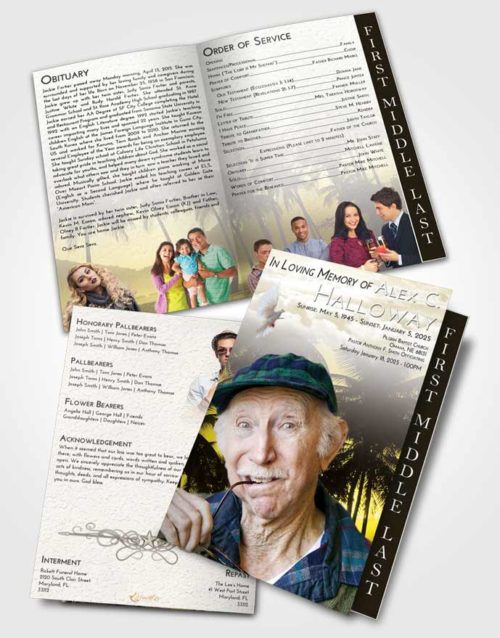 2 Page Graduated Step Fold Funeral Program Template Brochure Harmony Palm Paradise