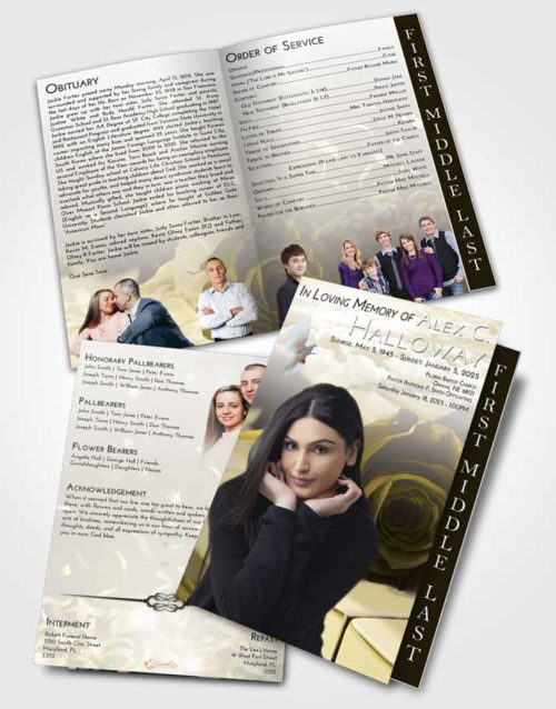 2 Page Graduated Step Fold Funeral Program Template Brochure Harmony Piano Rose