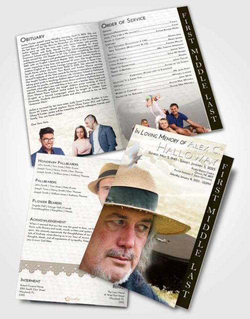 2 Page Graduated Step Fold Funeral Program Template Brochure Harmony Puck of Honor
