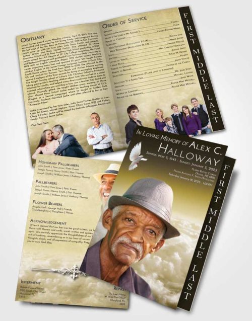 2 Page Graduated Step Fold Funeral Program Template Brochure Harmony Return to the Clouds