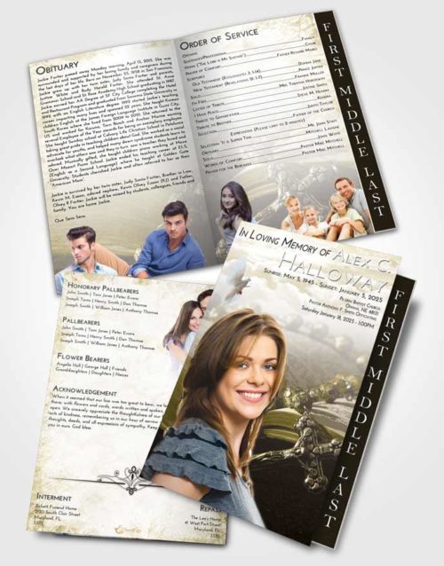 2 Page Graduated Step Fold Funeral Program Template Brochure Harmony Rosary Prayer