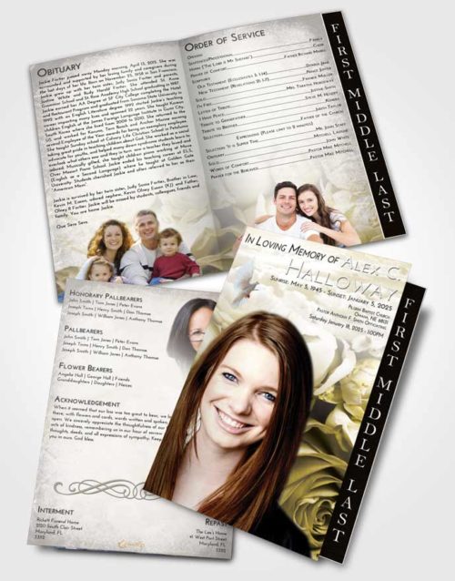 2 Page Graduated Step Fold Funeral Program Template Brochure Harmony Rose Magic