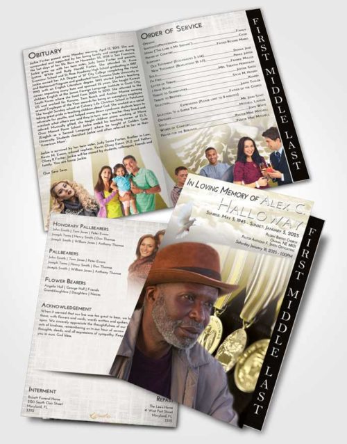 2 Page Graduated Step Fold Funeral Program Template Brochure Harmony Service Reward