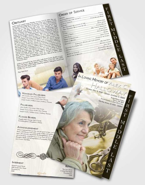 2 Page Graduated Step Fold Funeral Program Template Brochure Harmony Sewing Love