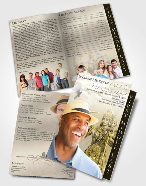 2 Page Graduated Step Fold Funeral Program Template Brochure Harmony Shiva Desire