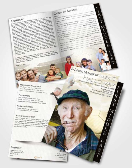 2 Page Graduated Step Fold Funeral Program Template Brochure Harmony Soccer Love