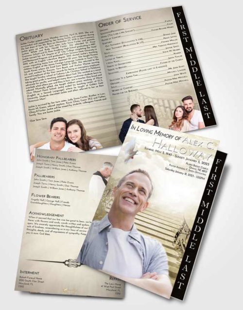 2 Page Graduated Step Fold Funeral Program Template Brochure Harmony Stairway to Freedom